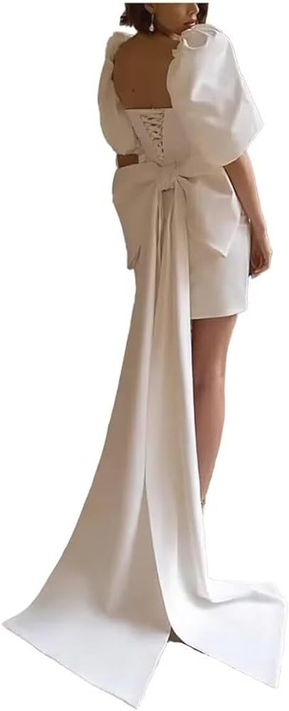 Sweetheart Short Wedding Dress for Bride Detachable Sleeves Boho Wedding Dress Tulle Bridal Gown | Amazon (US)