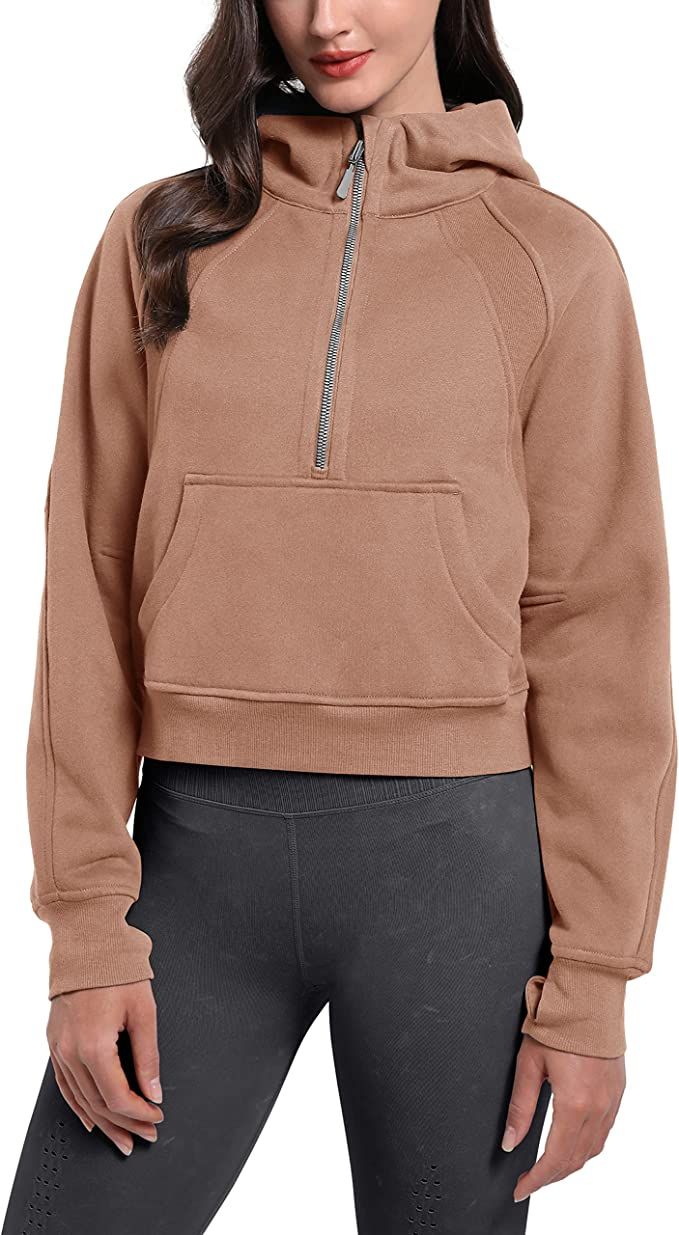ODODOS Women's Hoodies Full / Half Zip Fleece Crop Pullover Long Sleeve Sweatshirts Cropped Tops ... | Amazon (US)