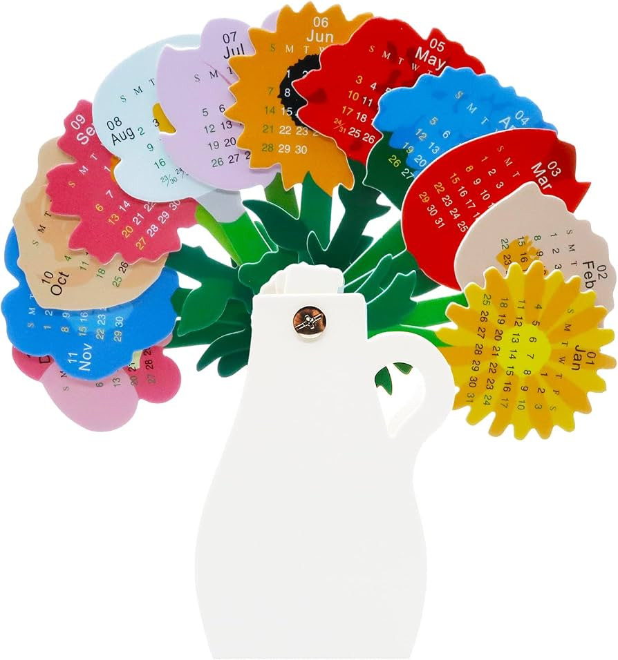 2026 Mini Desk Calendar Unique Flower Vase Shape Monthly Standing Calendar 7.8" x 7.8" | Amazon (US)