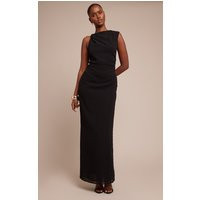 Black Chiffon Ruched Maxi Dress | PrettyLittleThing US