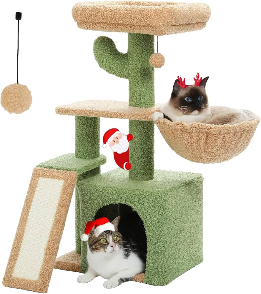 PETEPELA Cactus Cat Tree for Indoor Cats, 32'' Small Cat Tower Cat Condo with Sisal Scratching Ra... | Amazon (US)