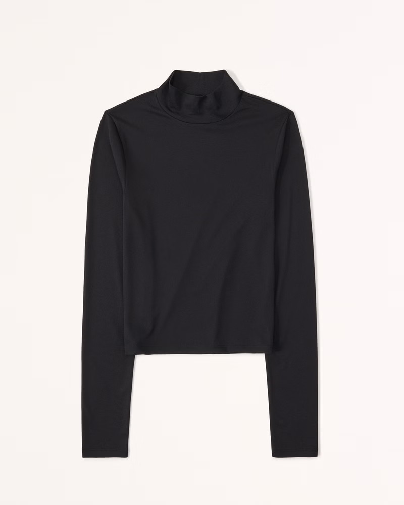 Long-Sleeve Mesh Mockneck Top | Abercrombie & Fitch (US)
