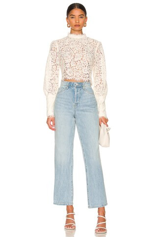 Georgia Lace Top in Oyster | Revolve Clothing (Global)
