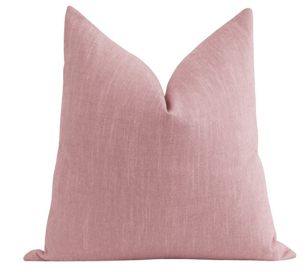 Solid Blush Pink Linen Pillow | Land of Pillows