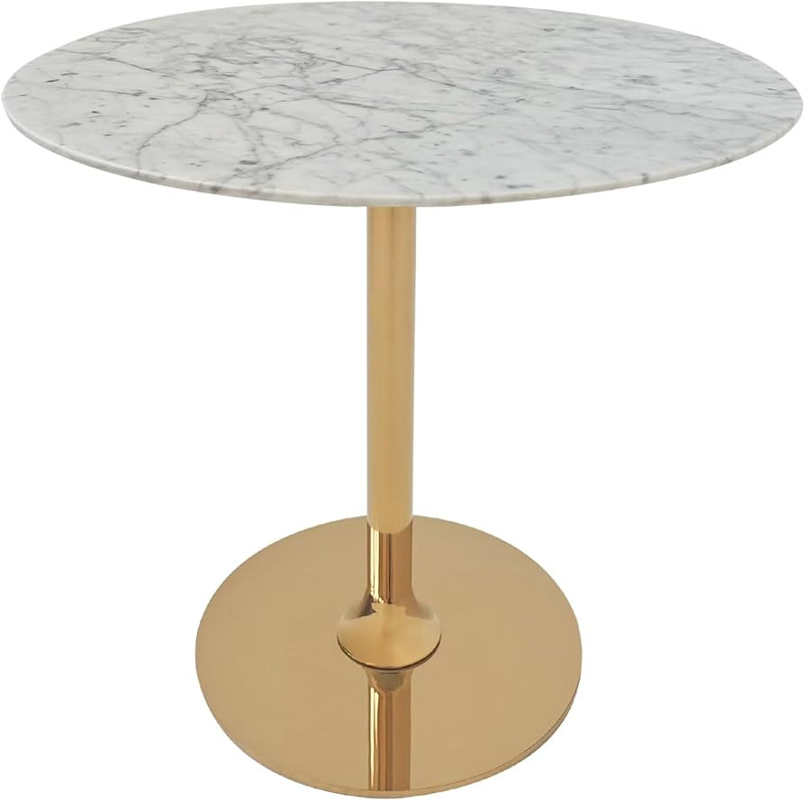 19"x21" Round Marble End Table for Living Room White Marble Top | Amazon (US)