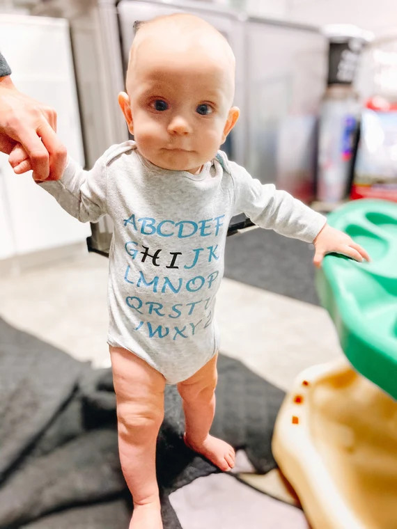 Hi ABC Onesie® Bodysuit  Long Sleeve Bodysuit  Custom Color | Etsy | Etsy (US)