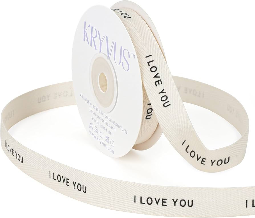 I Love You Ribbon - 5/8 Inch x 12 Yards Natural Twill Tape Ribbon, Cotton Herringbone Ribbons for... | Amazon (US)