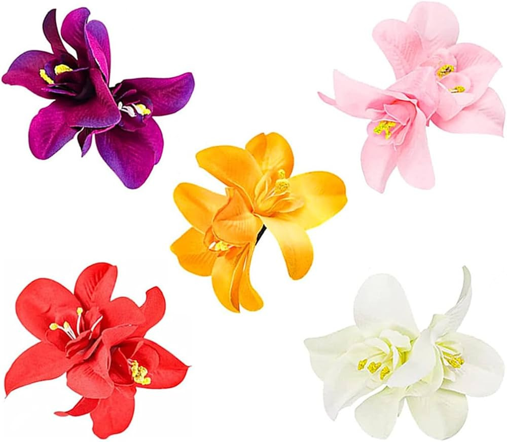 ALIMITOPIA Flower Hair Clip Bohemia Hawaiian Fabric Artificial Orchid Flower Hairpin Barrette Hea... | Amazon (US)
