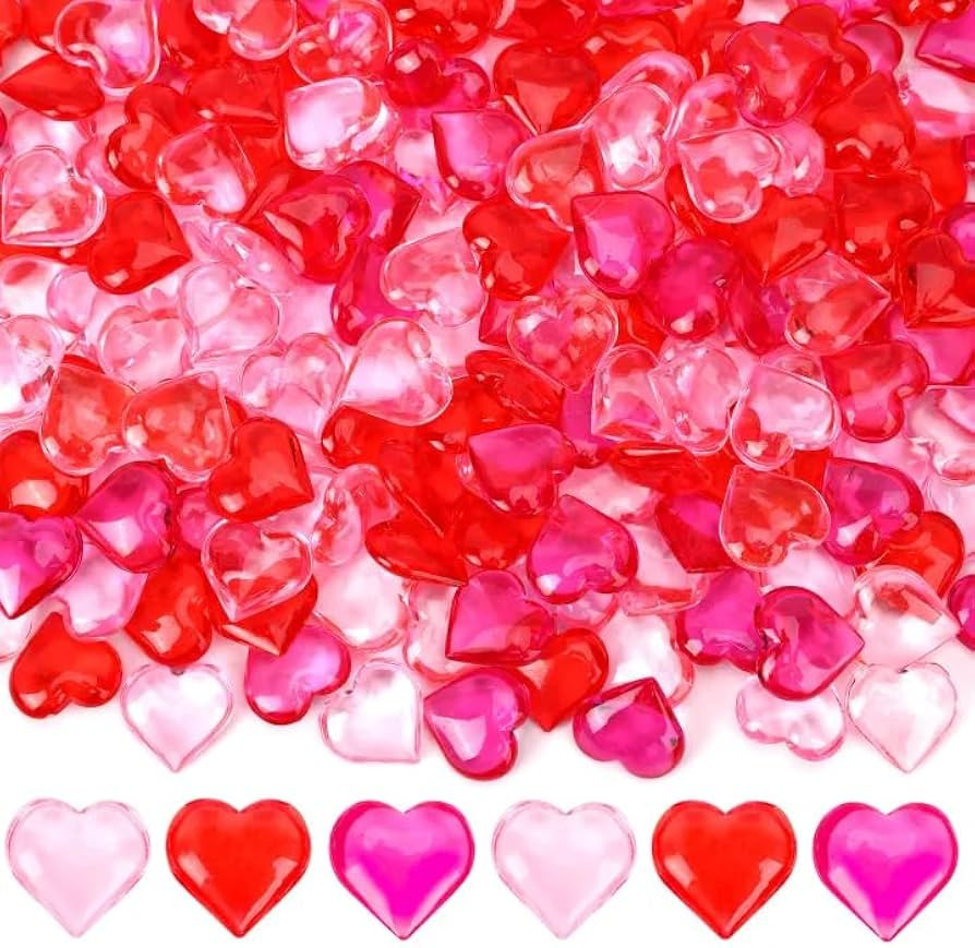 165pcs Heart Gems, Valentine's Day Red Pink Heart Gems Decorations Acrylic Valentines Day Table S... | Amazon (US)