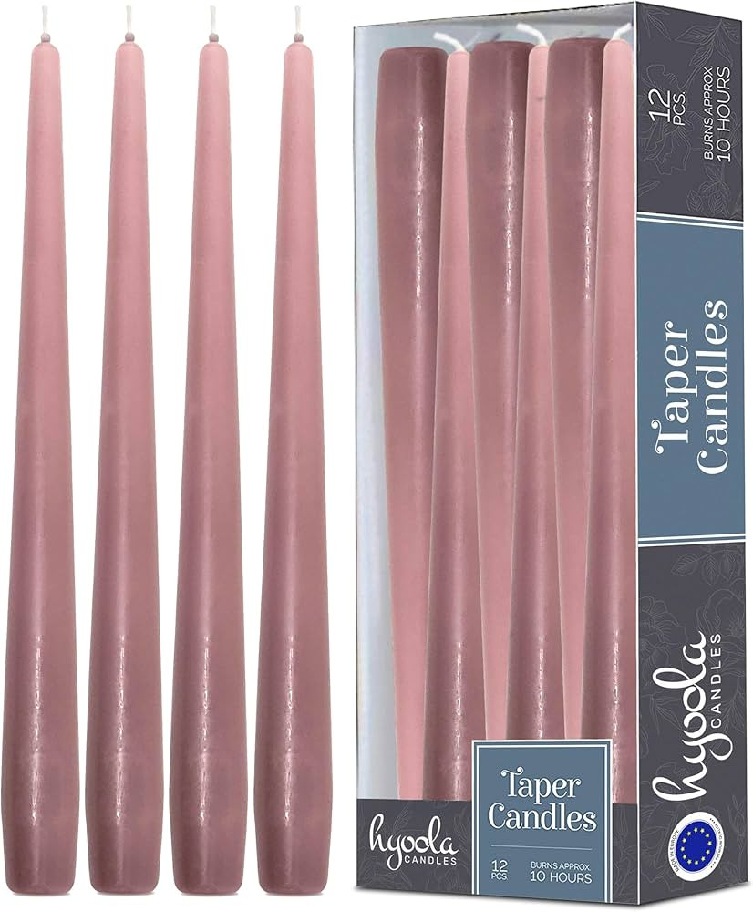 Hyoola Tall Taper Candles - 10 Inch Mauve Pink Unscented Dripless Taper Candles - 8 Hour Burn Tim... | Amazon (US)
