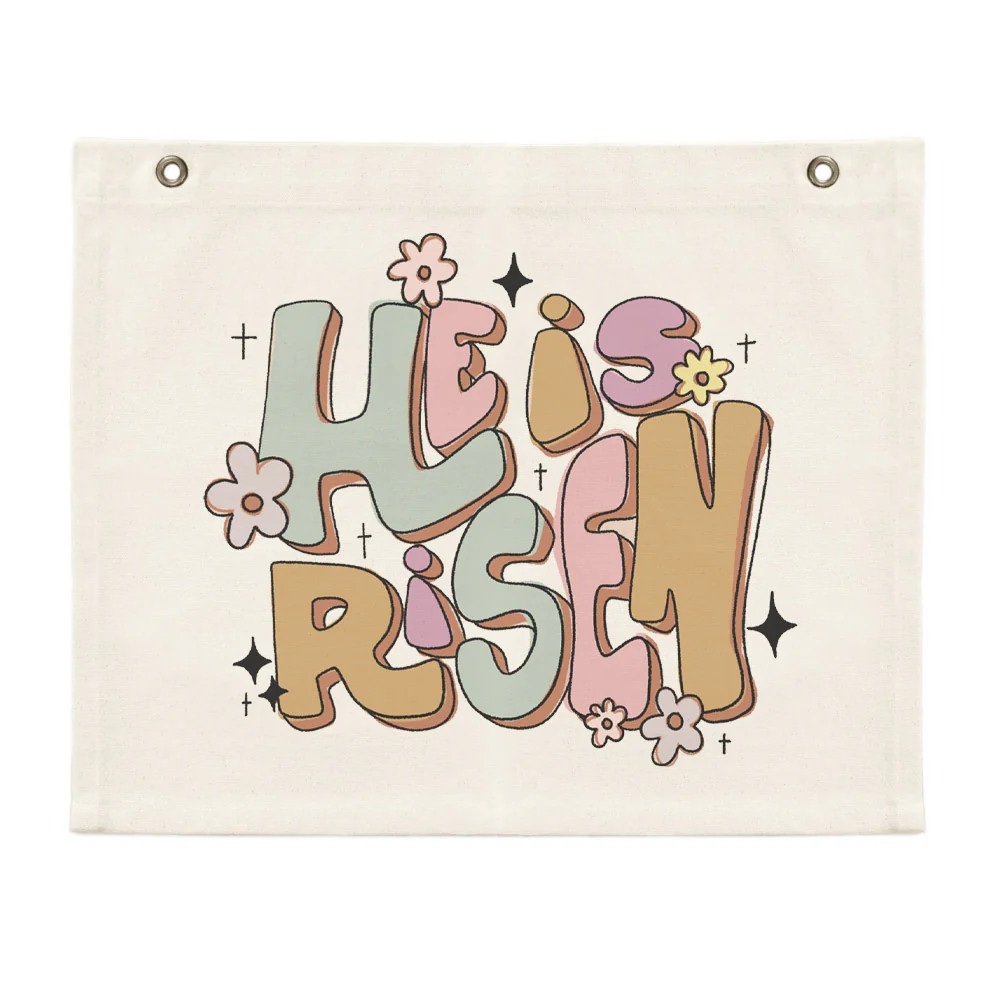 He is Risen Floral Rectangle Canvas Banner | The Cotton & Canvas Company