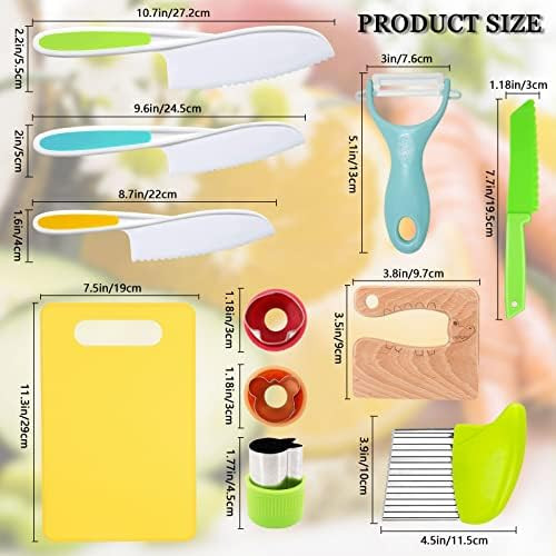 11 Pieces Wooden Kids Kitchen Knife, Kids Knife Set Include Wood Kids Safe Knife, Serrated Edges ... | Amazon (US)