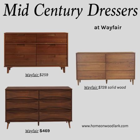 To match yesterday’s post, here are some mid century dressers at Wayfair.  These are classic and add character to your bedroom.  

Mid century dressers.  Bedroom dressers.  Wayfair furniture.  Bedroom furniture.  Master bedroom furniture.  

#LTKhome #LTKfamily #LTKstyletip