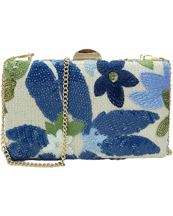 Women's Sequin Floral Embroidery Evening Beaded Clutch Bags Elegant Mini Crossbody Purses Wedding... | Amazon (US)