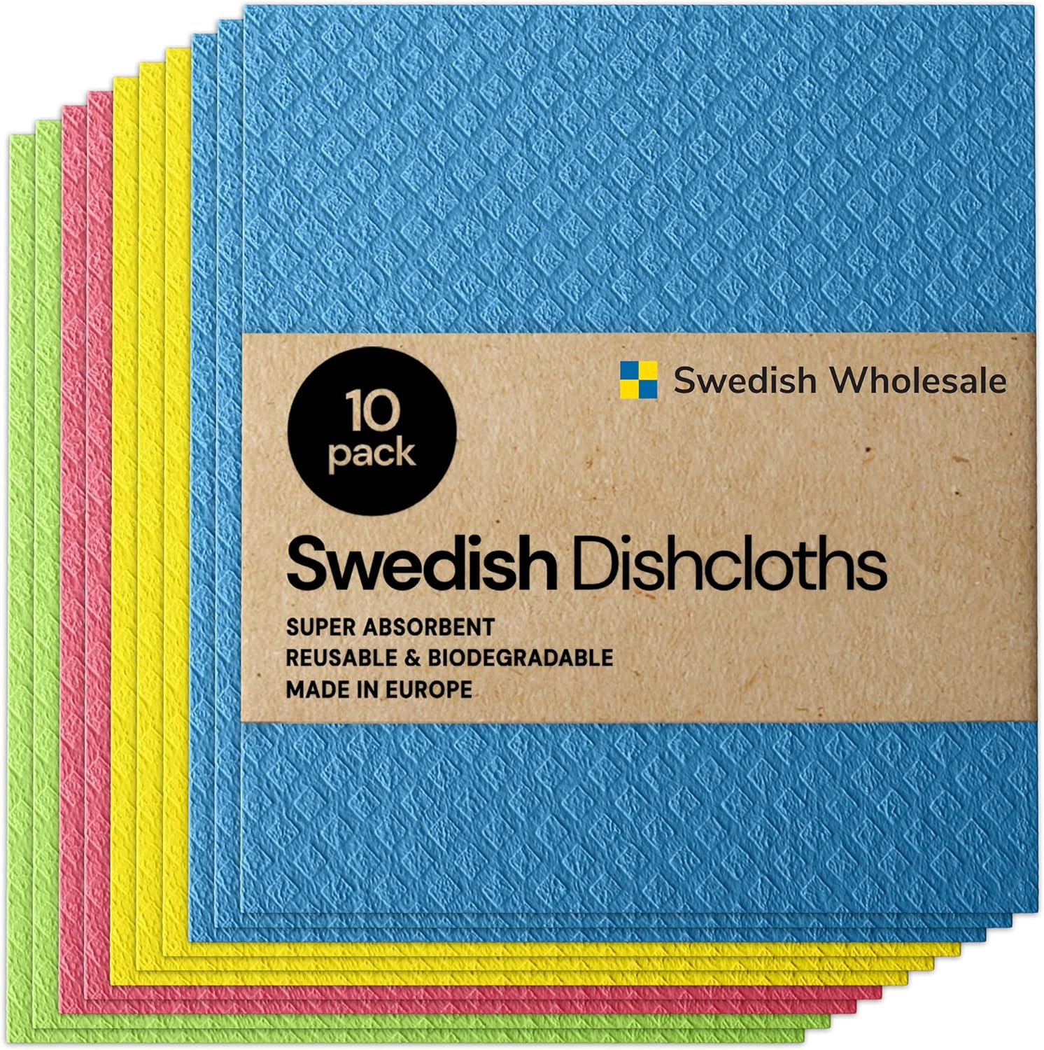 Swedish Wholesale Swedish Dish Cloths for Kitchen- 10 Pack Reusable Paper Towels for Counters & D... | Amazon (US)