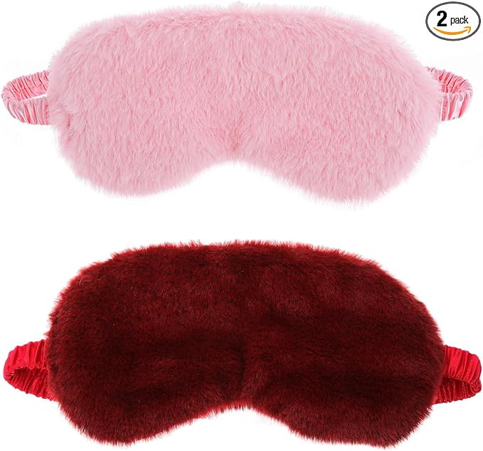 2 Pcs Plush Eye Mask Soft Sleeping Blindfold Eye Cover Comfortable Furry Faux Fur Sleeping Mask S... | Amazon (US)
