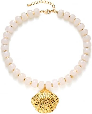 Chunky Beaded Necklaces for Women Fashionable Boho Beaded Necklace Summer beach shell Necklace st... | Amazon (US)
