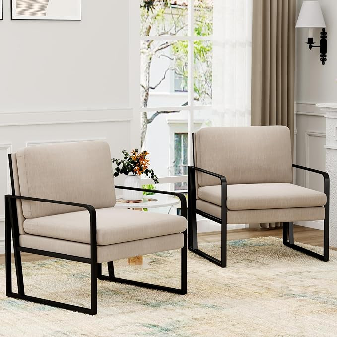 ALISH Modern Accent Chairs, Upholstered Living Room Chairs Linen Arm Chair Accent Chairs for Livi... | Amazon (US)