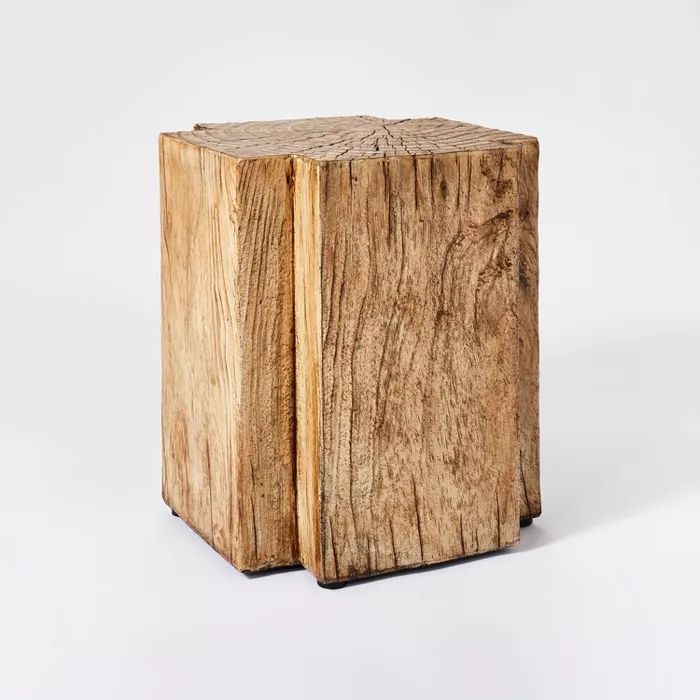 Indoor/Outdoor Faux Concrete Stump Accent Table Brown - Threshold&#8482; designed with Studio McG... | Target