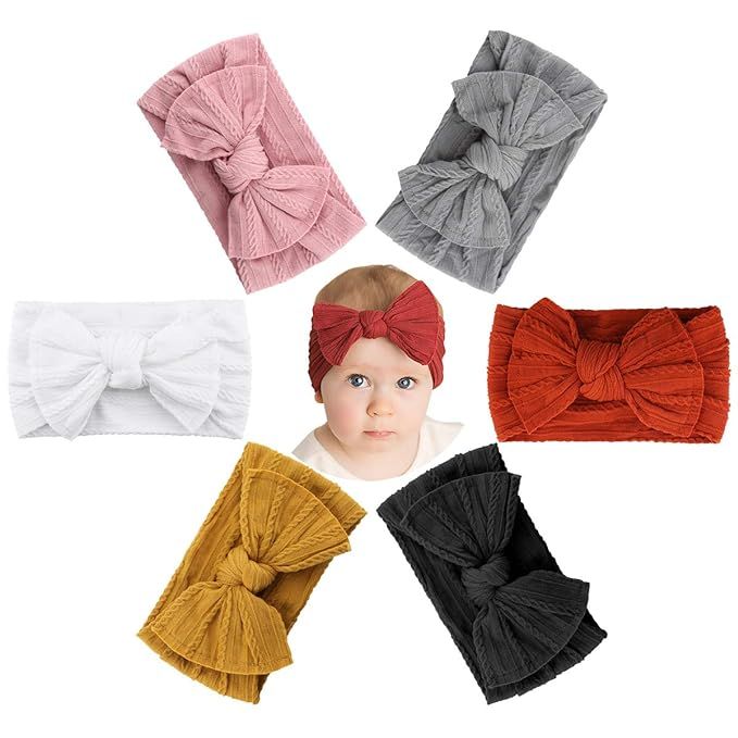 Makone Handmade Baby Headbands with Bows Stretchy Nylon Headbands for Infant Baby Girls Christmas... | Amazon (US)