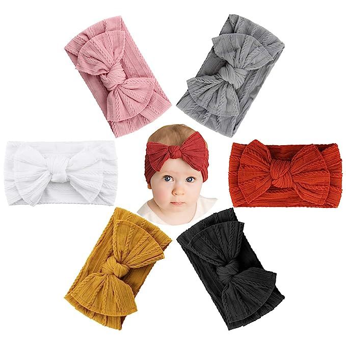Makone Handmade Baby Headbands with Bows Stretchy Nylon Headbands for Infant Baby Girls Christmas... | Amazon (US)