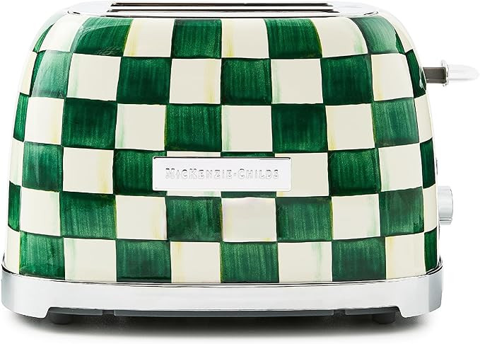 MACKENZIE-CHILDS 2-Slice Toaster, Decorative Toaster for Kitchen, Green-and-White Emerald Check | Amazon (US)