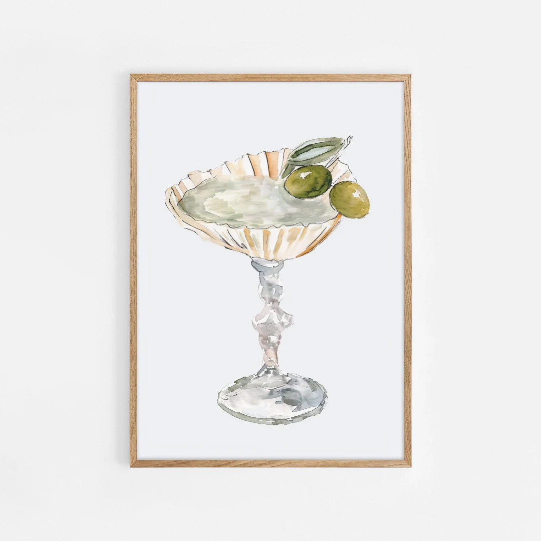 Seashell Martini Print, Bar Cart Art Print, Digital Download, Cocktail Art Print, Shell Print, Ma... | Etsy (US)