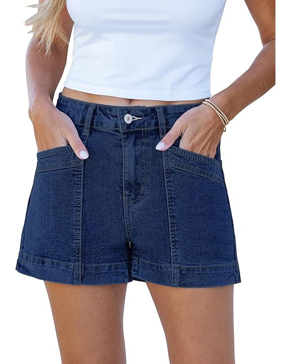 luvamia Jean Shorts for Women High Waisted Stretchy Denim Jorts Trendy Casual Distressed Cut Off ... | Amazon (US)