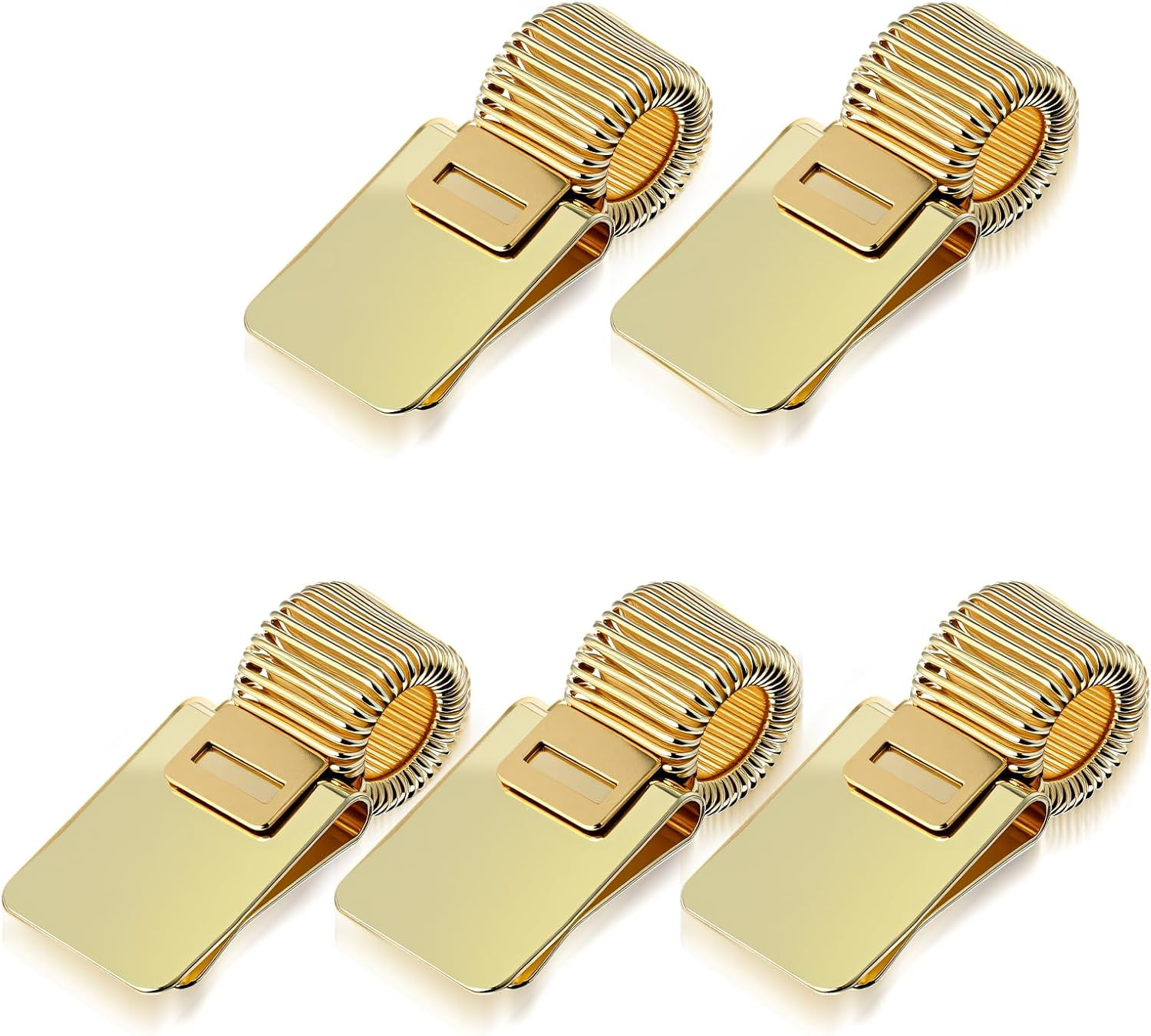 Grevosea 5Pcs Metal Pen Clip Holder, Portable Pen Holder Clips Adjustable Spring Loop Organizer for Notebook Clipboard Gold Tone | Amazon (US)