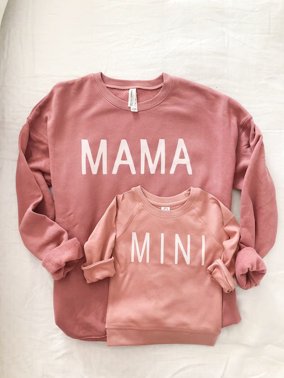 Mama and Mini Sweatshirt - Matching Sweatshirt - Mama Baby Crew - Mom Sweatshirt - Pink Sweatshir... | Etsy (US)
