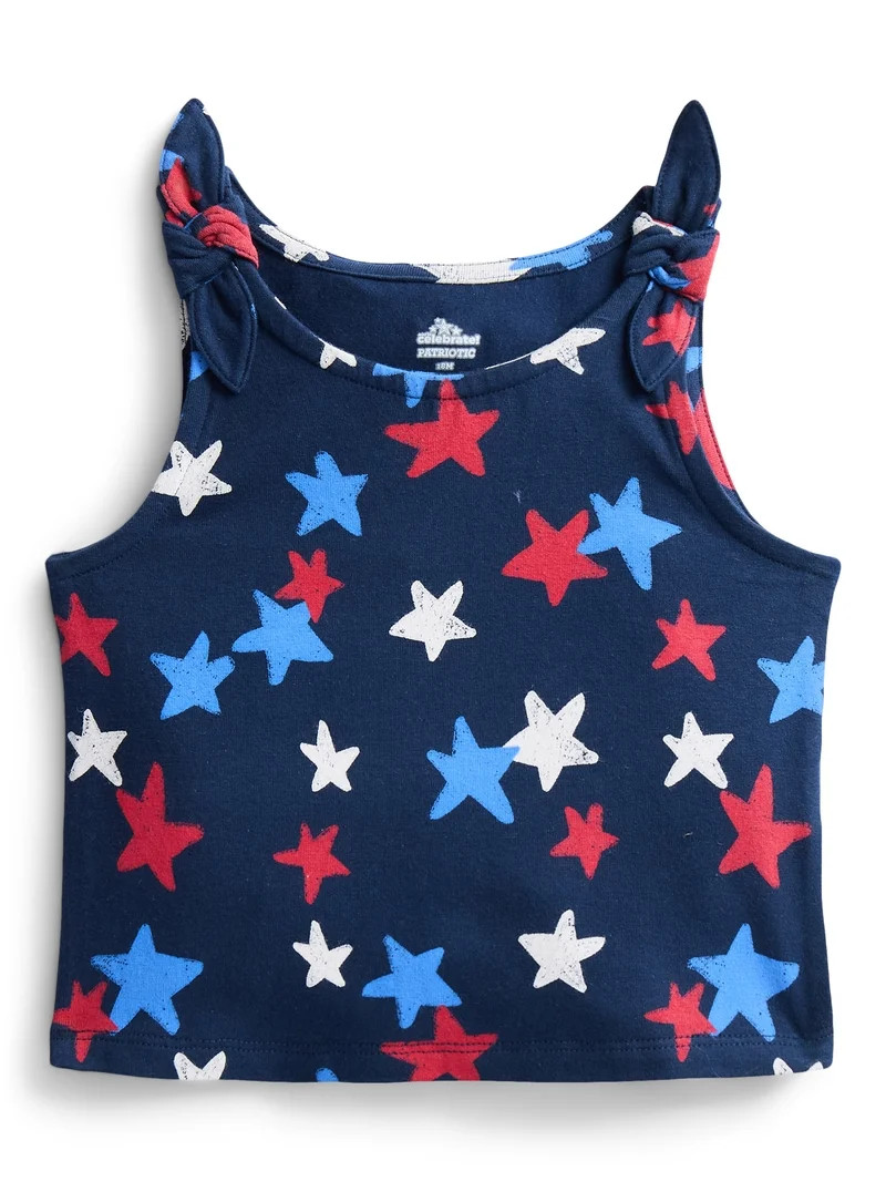 Way To Celebrate Fourth of July Toddler Girls Patriotic Americana Americana Knot Tank Top, Sizes ... | Walmart (US)