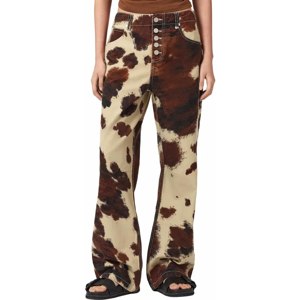 AllSaints Tay Carpenter Jeans in Cow Print at Nordstrom, Size 29 | Nordstrom