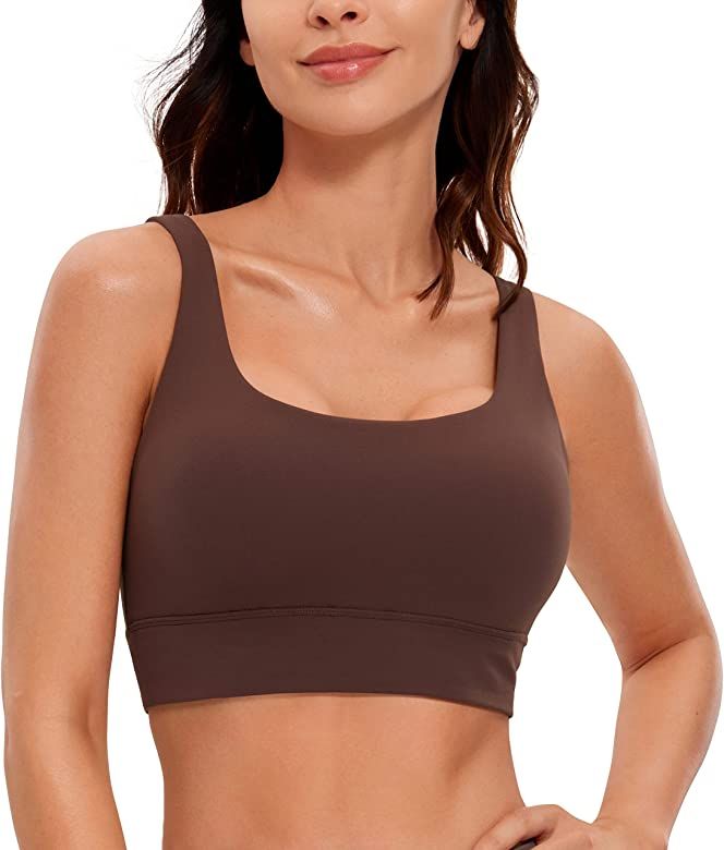 CRZ YOGA Womens Butterluxe U Back Sports Bra - Scoop Neck Padded Low Impact Workout Yoga Bra with... | Amazon (US)