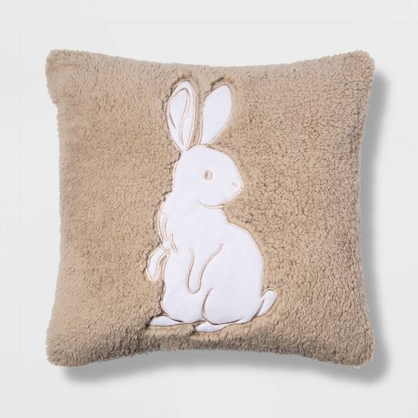 Sherpa Bunny Square Throw Pillow Neutral - Spritz™ | Target