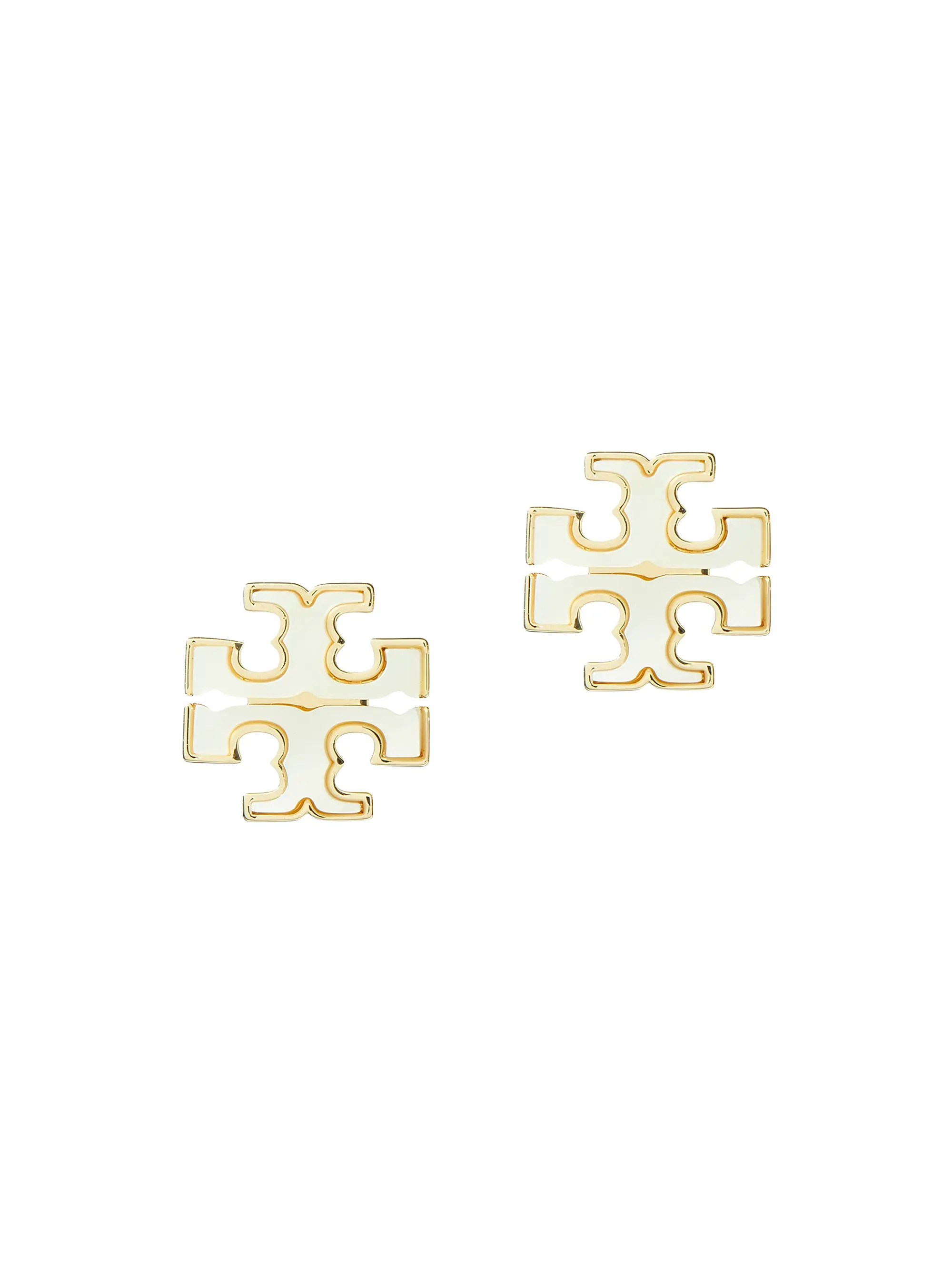 Kira 18K-Gold-Plated & Mother-Of-Pearl Logo Stud Earrings | Saks Fifth Avenue