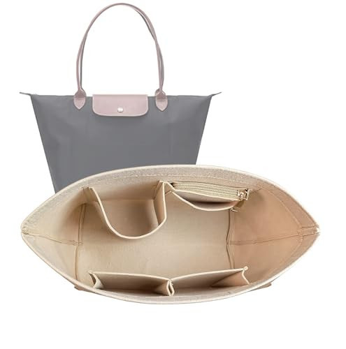 Lckaey Purse Organizer Insert for Longchamp, Premium Felt Long Champ Le Pliage Handbag Organizer Large beige | Amazon (US)