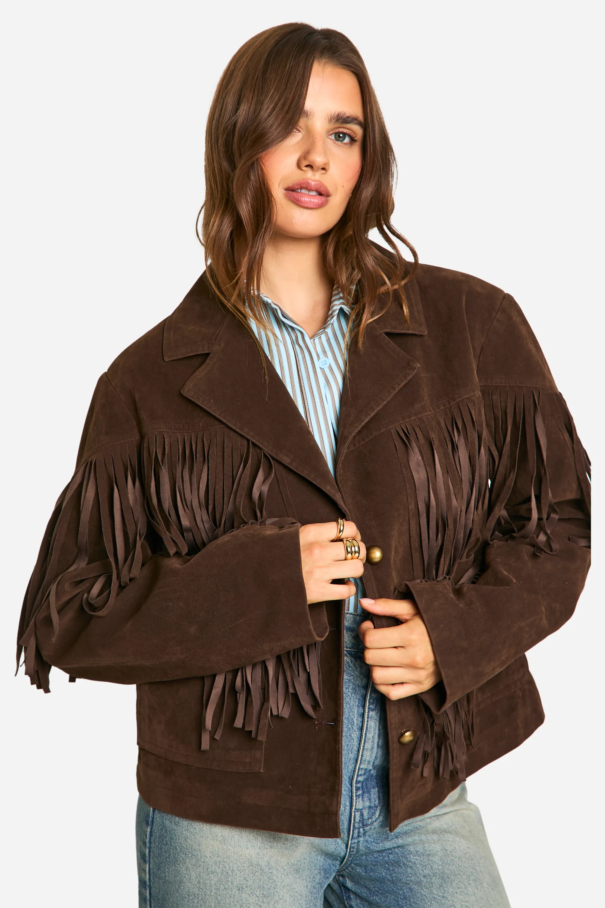Vintage Suede Look Fringe Detail Jacket | Debenhams UK