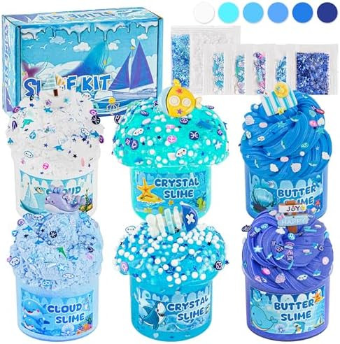 6 Pack Slimes, Blue Slime Kit, Butter Cloud Slime for Boys Girls Ages 8-12,Toys for Girls and Boy... | Amazon (US)