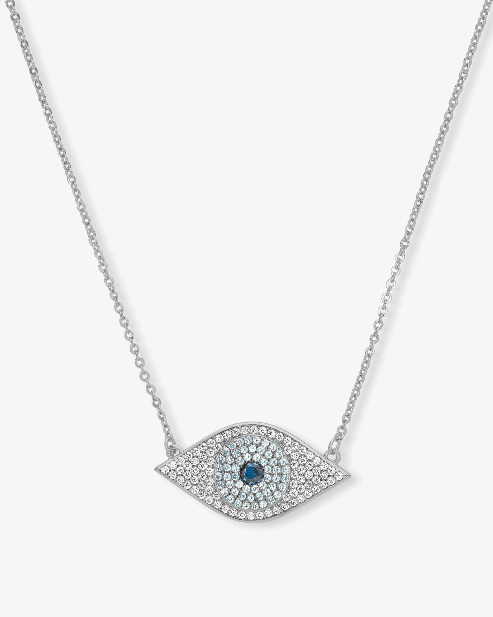 Blue Evil Eye Necklace - Silver|White Diamondettes | Melinda Maria Jewelry
