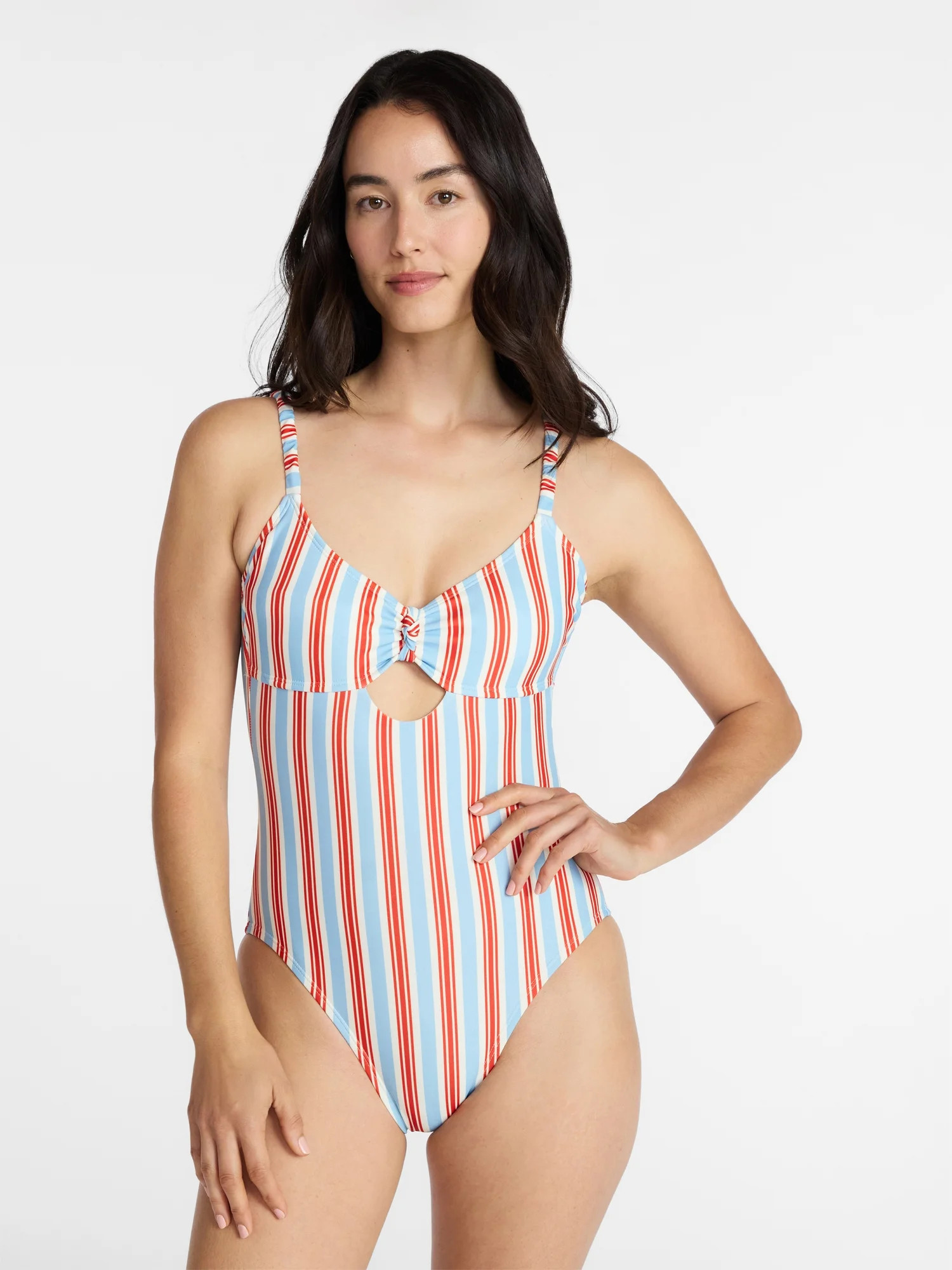 Time and Tru Women's and Women's Plus Knot Front and Keyhole One Piece Swimsuit, Sizes XS-3X | Walmart (US)