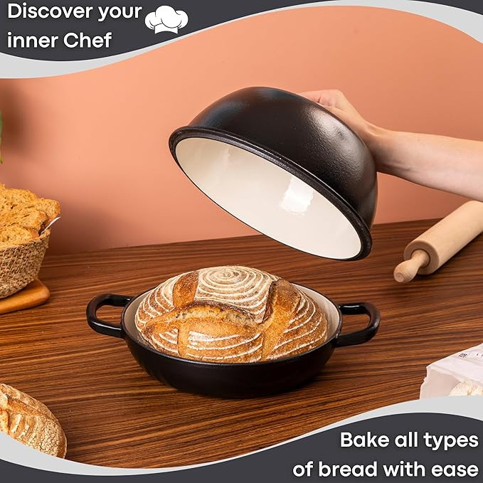 Enamelled Cast Iron Dutch Oven Pot – Dutch Oven For Sourdough Bread Baking – Cast Iron Bread ... | Amazon (US)
