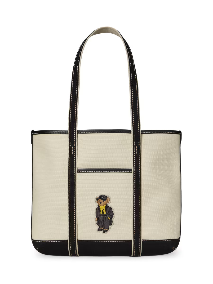 Large Holiday Bear Canvas Tote Bag | Saks Fifth Avenue