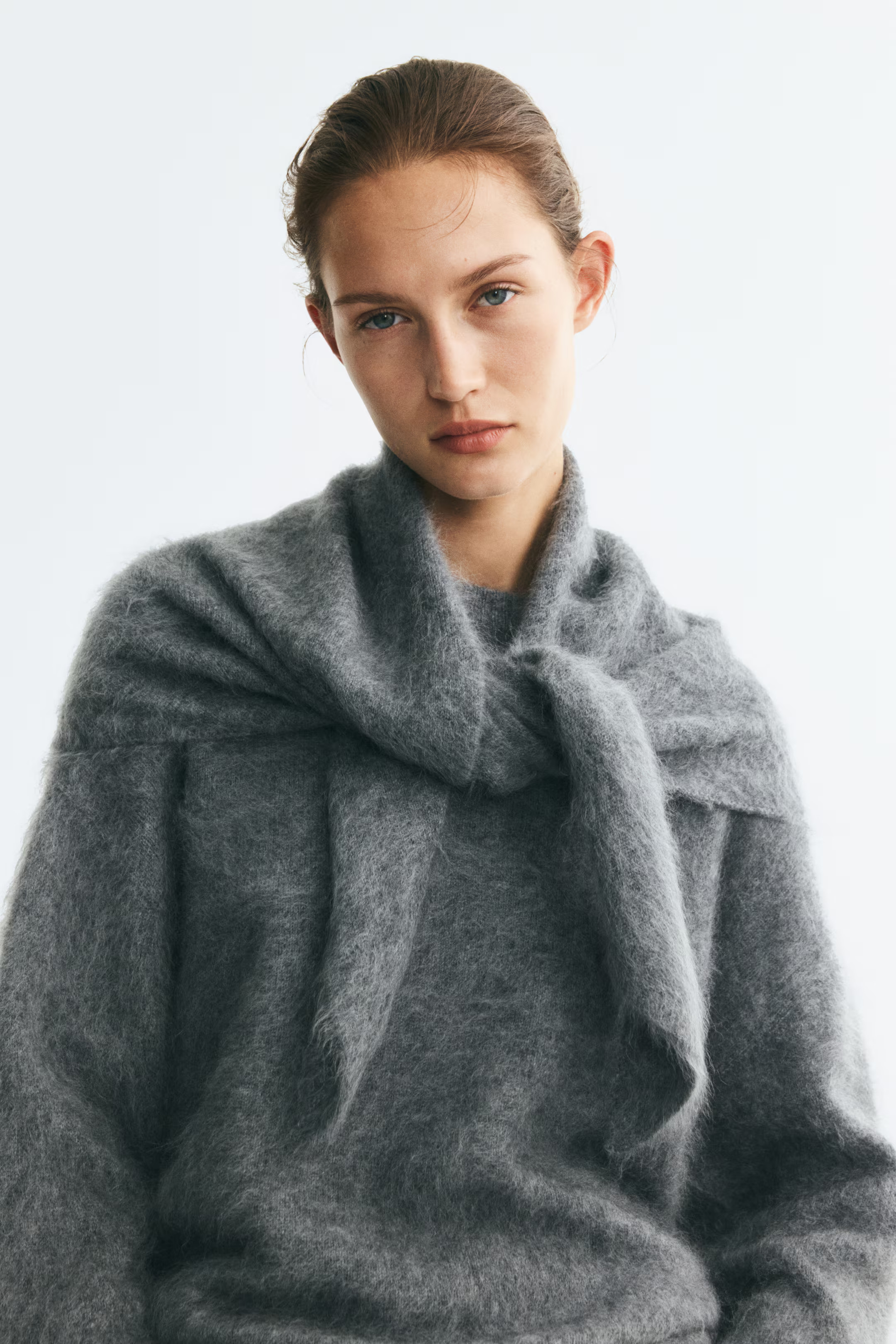 Brushed wool jumper with scarf | H&M (UK, MY, IN, SG, PH, TW, HK)