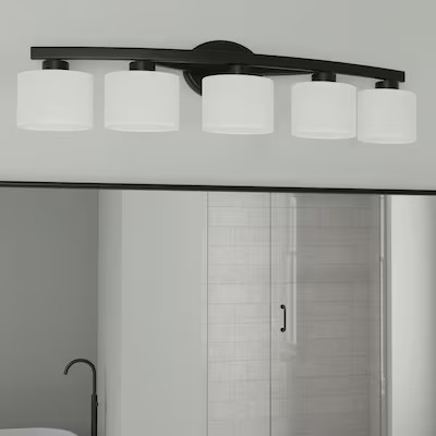 allen + roth Merington 37.5-in 5 -Light Matte Black Transitional Vanity light | Lowe's