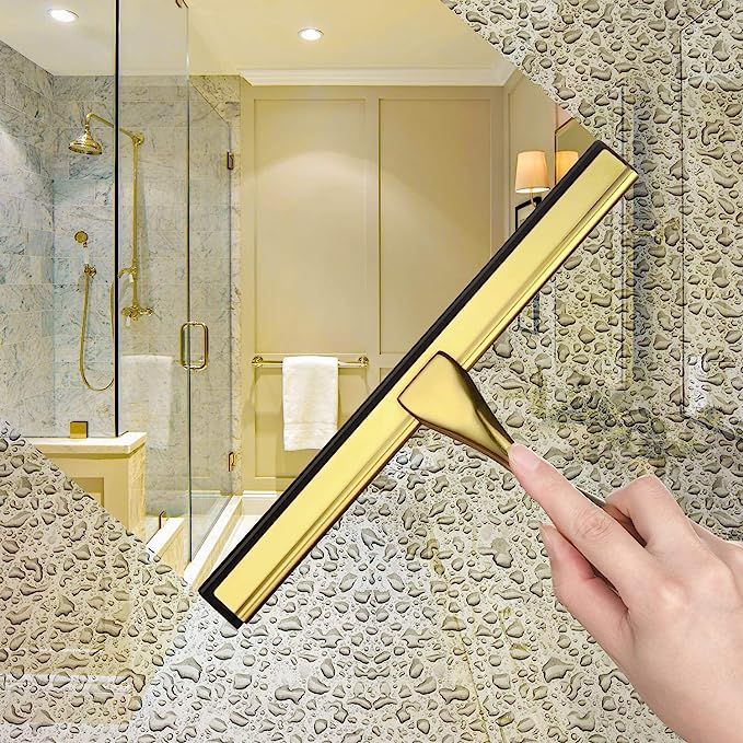 HIWARE All-Purpose Shower Squeegee for Shower Doors, Bathroom, Window and Car Glass - Brass, Stai... | Amazon (US)