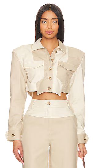 Araceli Cropped Jacket in Sand & Beige | Revolve Clothing (Global)