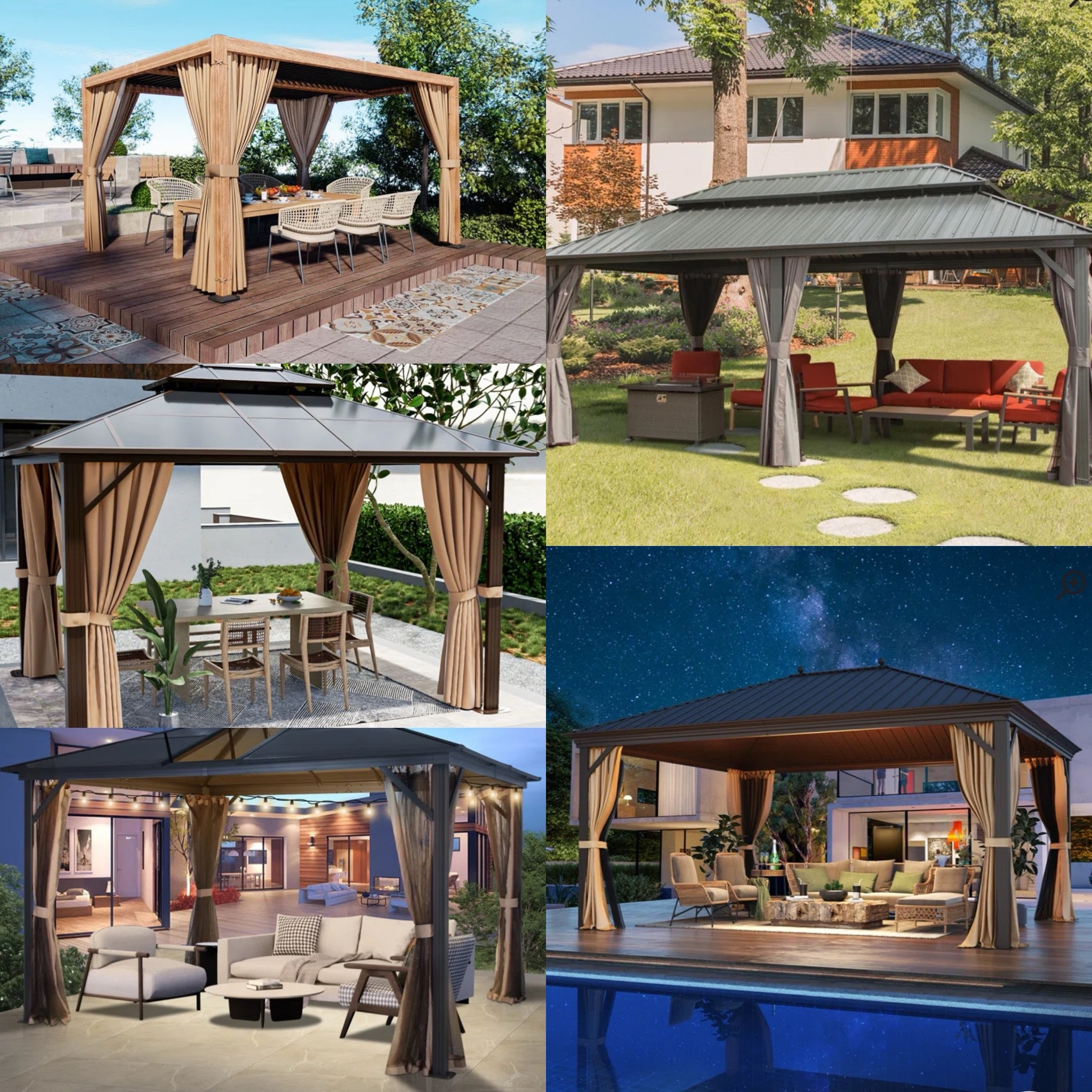 Outdoor gazebos either drapes. 

#LTKhome #LTKsalealert #LTKSeasonal