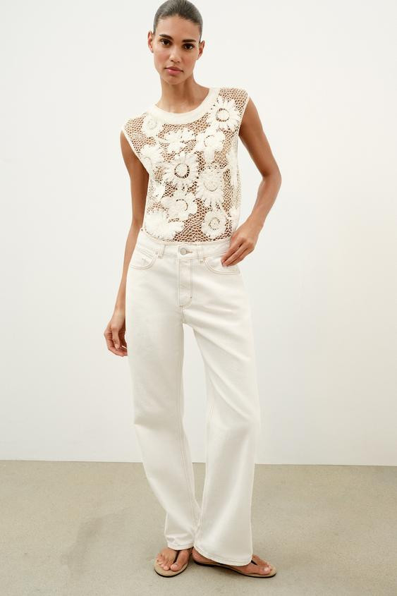 CROCHET FLORAL TOP | Zara US