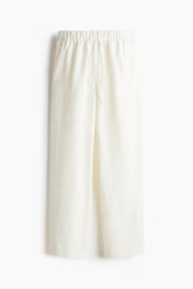 H & M - Linen-Blend Drawstring Pants - White | H&M (US + CA)