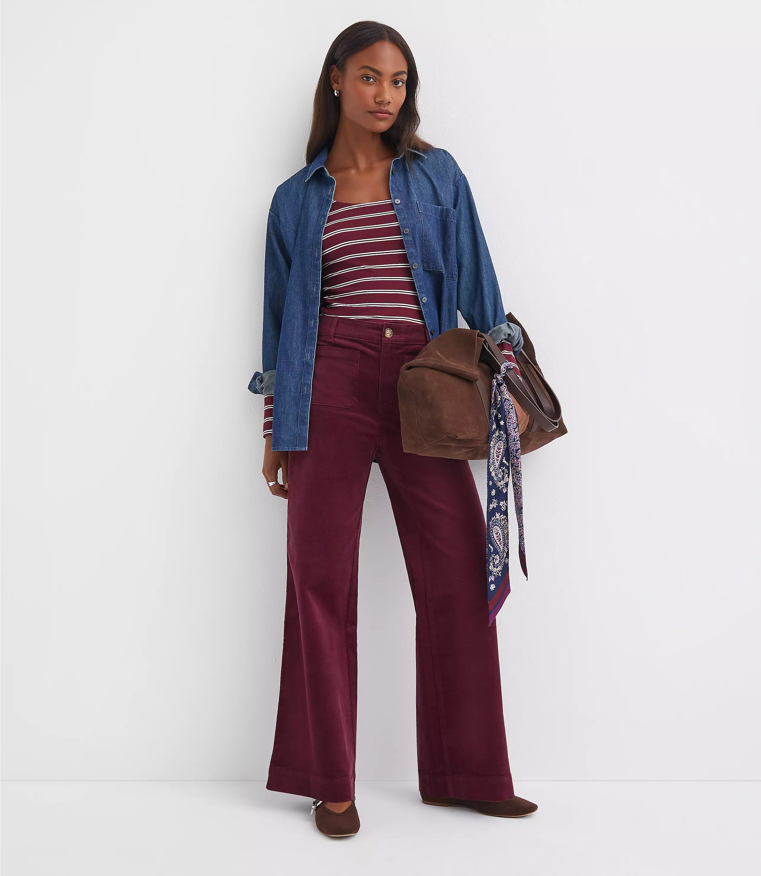 Palmer Wide Leg Pants in Brushed Corduroy | LOFT